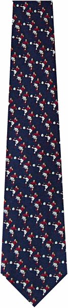 Great football tie with lots of little players in red and white colours on a navy background