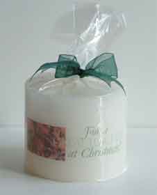 For a Great Teacher at Christmas greetings embedded in these classic unscented ivory candles makes