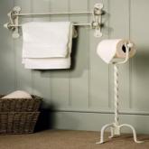 Unbranded Forged Iron White Freestanding Loo Roll Holder