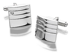 Unbranded Four Bands And Cubic Zirconia Swivel Cufflinks -