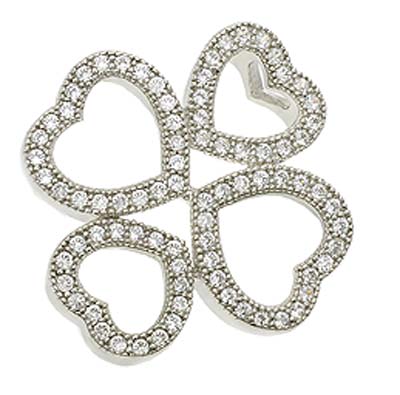 Unbranded Four Heart Sterling Silver Pendant with CZ Stones