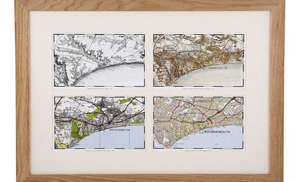 Unbranded Four OS Maps in a Light Oak Frame 4188CX