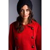 The Frankie coat is a gorgeous berry red colour in a wool and viscose mix, corduroy effect and lined