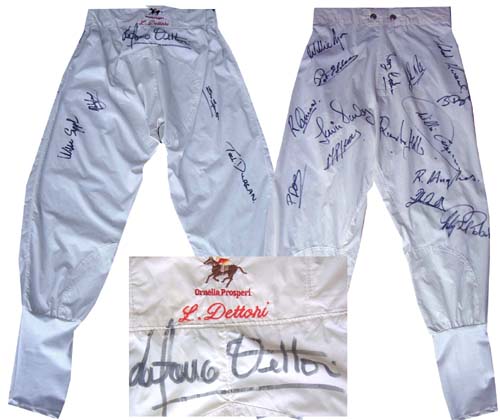 Unbranded Frankie Dettori multi-signed jockey silk breeches