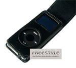FreeStyle Black Leather Flip Case for iPod nano-Freestyle Black Flp