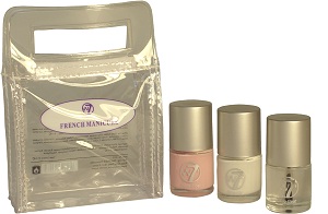 Pink, white and clear nail colours in a handy carry case, together with guides to ensure you get