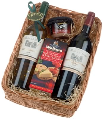 Unbranded French Wines and Savouries Willow Gift Basket