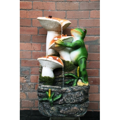 Unbranded Frog with Mushrooms Water Feature