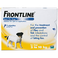 Unbranded Frontline Spot On Dog 2-10kg 3x0.67ml