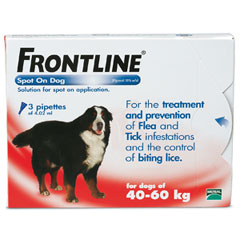 Unbranded Frontline Spot On Dog 40kg - 60kg 3x4.02ml