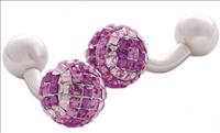 Unbranded Fuchsia Single Pavee Ball Cuffllinks by Veritas