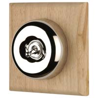 Fun & Funky Dolly Chrome/Wood Single Light Switch 2 Way 10A