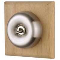 Fun & Funky Dolly Satin Chrome Effect/Wood Single Light Switch 2 Way 10A