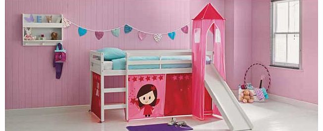 This fun slide is the perfect addition to a fun mid sleeper single bed frame. This slide gives your child a fun and exciting way of getting out of bed in the morning. Part of the Fun collection. Wood effect frame finish. For ages 6 years and over. Ge