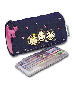 Funky Friends Pencil Case and Gel Pen Set