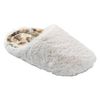 Super soft slippers with animal print foot bed. Upper: Textile. Lining: Textile. Sole: Other textile