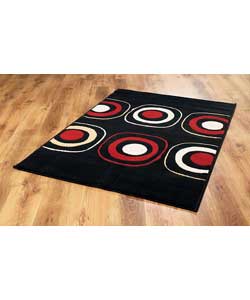 Unbranded Gamble Rug - Contempory Circles Design Black, Red and White