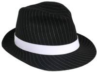 Unbranded Gangster Hat Black with Pinstripe
