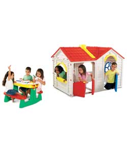 Unbranded Garden Villa Playhouse and Picnic Table