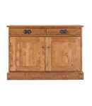 A handsome wide chest of drawers predominantly made from solid birch complete with antique brass eff