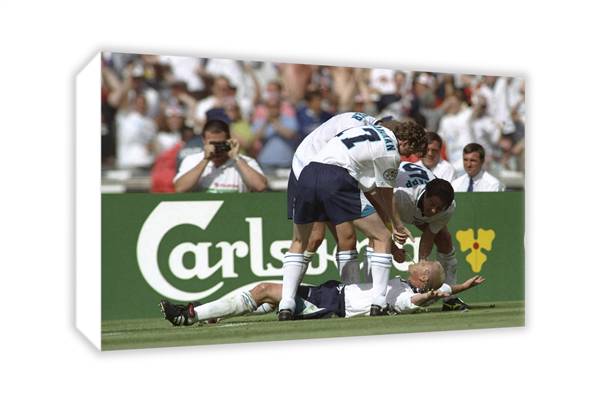 1996 Paul Gascoigne of England celebrates scoring Englands second goal in the England v Scotland mat