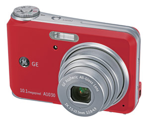 Unbranded GE Compact Digital Camera - A Series A1030 - Red   FREE CASE AND SD1GB CARD!