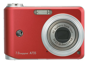 Unbranded GE Compact Digital Camera - A Series A735 - Red   Free SD 1GB Memory Card!