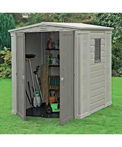 Plastic storage shed with floor.Steel reinforced structure.Skylight ...