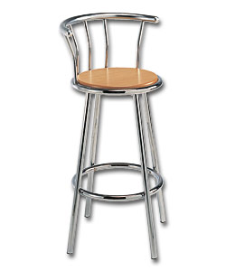Gemini Chrome and Beech Effect Bar Chair