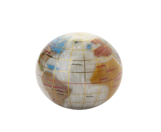 Unbranded Gemstone Globe Paperweight White Mother of Pearl