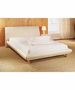 Genoa Ivory Leather Bedstead with Firm Mattress