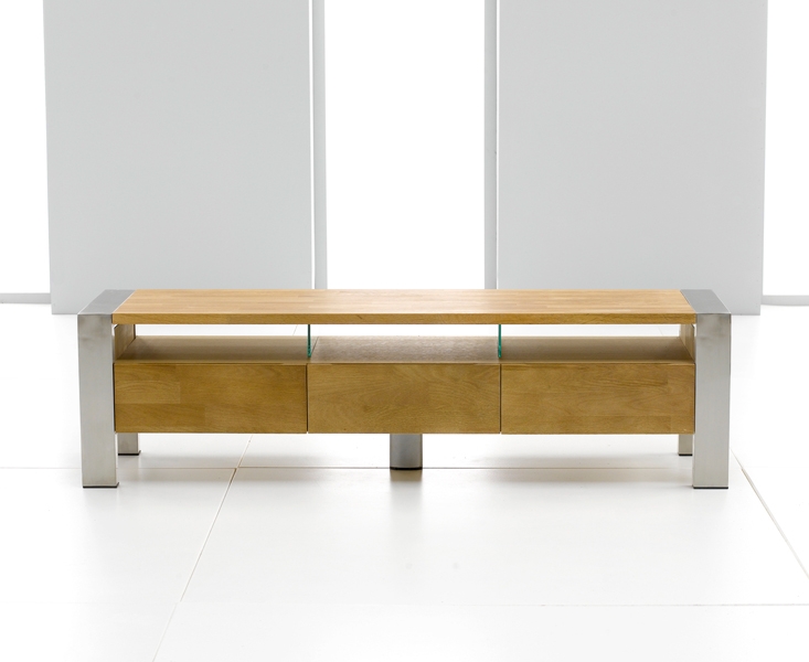 Unbranded Genosa Oak and Brushed Steel TV Unit