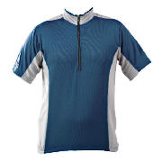 Unbranded Gents Hi Wicking Cycle Jersey Azure/Silver Size L
