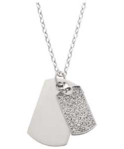 Unbranded Gents Ice Sterling Silver Cubic Zirconia Dog Tag