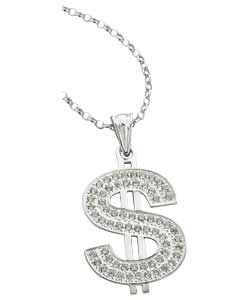 Unbranded Gents Ice Sterling Silver Cubic Zirconia Set Dollar Pendant