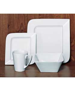 4 place settings. Set contains, 4 dinner plates, 4 side plates, 4 bowls and 4 mugs. Dinner plate dia