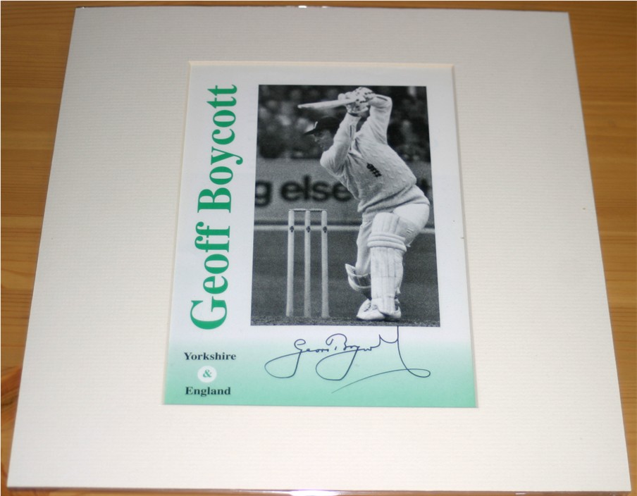 GEOFFREY BOYCOTT SIGNED and MOUNTED PICTURE - 12