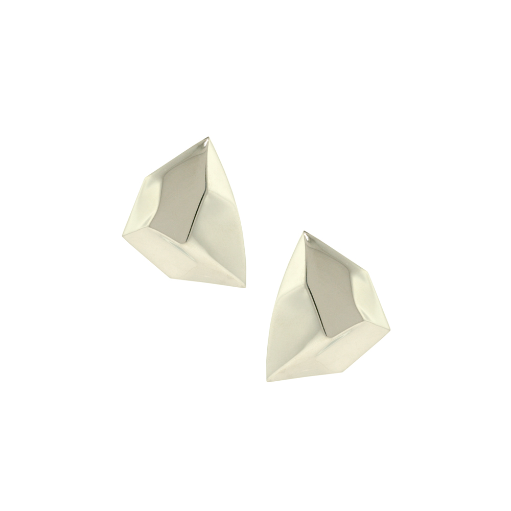 Unbranded Geometric Facet Earrings - Silver