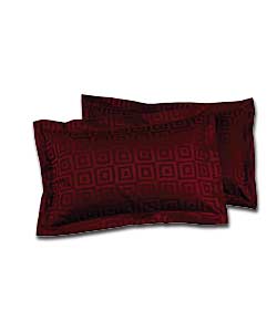 Geometric Jacquard Collection Red Oxford Pillowcases.