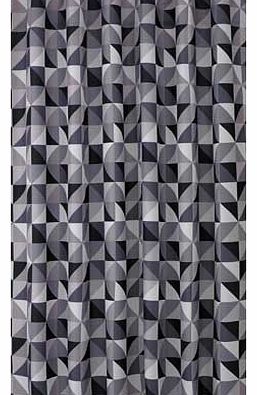 Unbranded Geometric Pattern Shower Curtain - Black and Grey