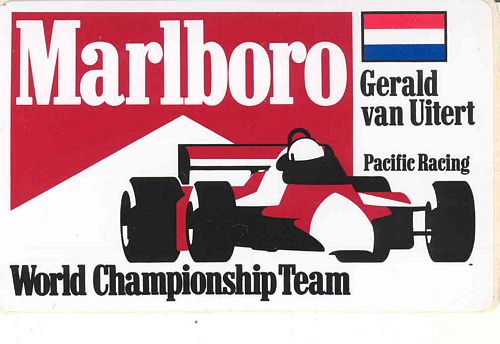 Gerald Van Vitert Pacific Racing Marlboro Championship Sticker (13cm x 8cm)