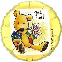 Give someone some Get Well Daisies by Newton`s Law.  The helium-filled Qualatex quality foil