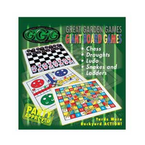 For kids of all ages! Giant Snakes and Ladders, Giant Ludo and Giant Chess. Giant garden games are