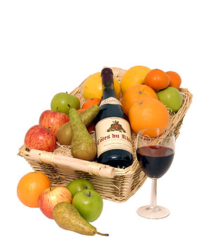 Unbranded Gift Hamper - Fruit Basket With Red Wine