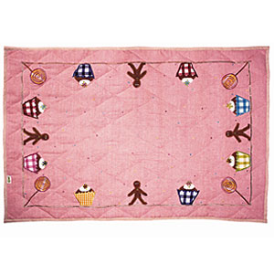 Small Gingerbread Play Tent Cottage Floor Quilt: Made from 100% cotton, appliqud and embroidered