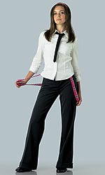 Black detachable tie. 97% cotton, 3% elastane