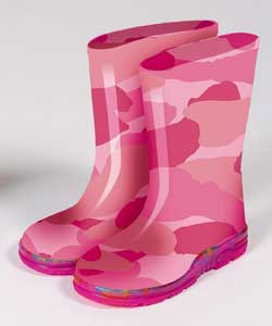 Unbranded Girls Pink Camouflage Wellies - 9-10
