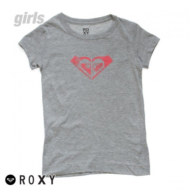 Unbranded Girls Roxy Scrapped T-Shirt - Light Heather Grey