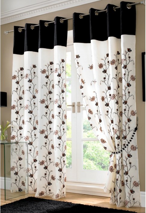 Unbranded Giselle Black Lined Eyelet Curtains
