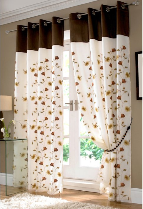 Unbranded Giselle Chocolate Lined Eyelet Curtains
